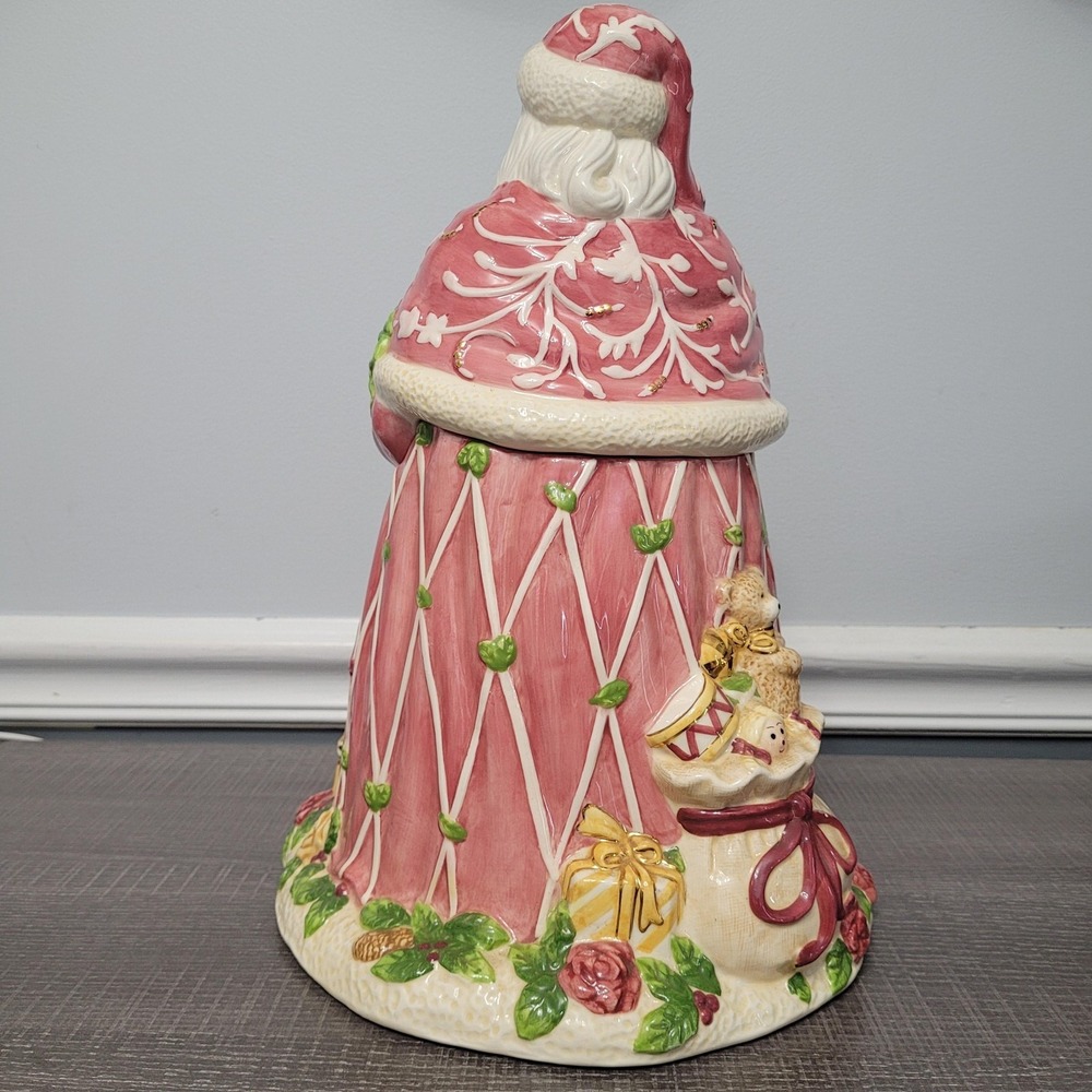 Royal Albert Old Country Roses Santa Cookie Jar Signed Seasons Of Colour Pink - Picture 3 of 11